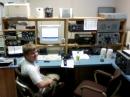 Sitting at the W0EEE console, where the new Yaesu FT-1000MP will go. [Dan Leafblad, KD0NFP, Photo]
